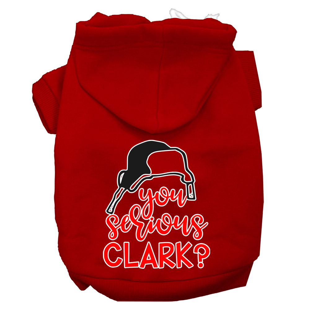 You Serious Clark? Screen Print Dog Hoodie Red L